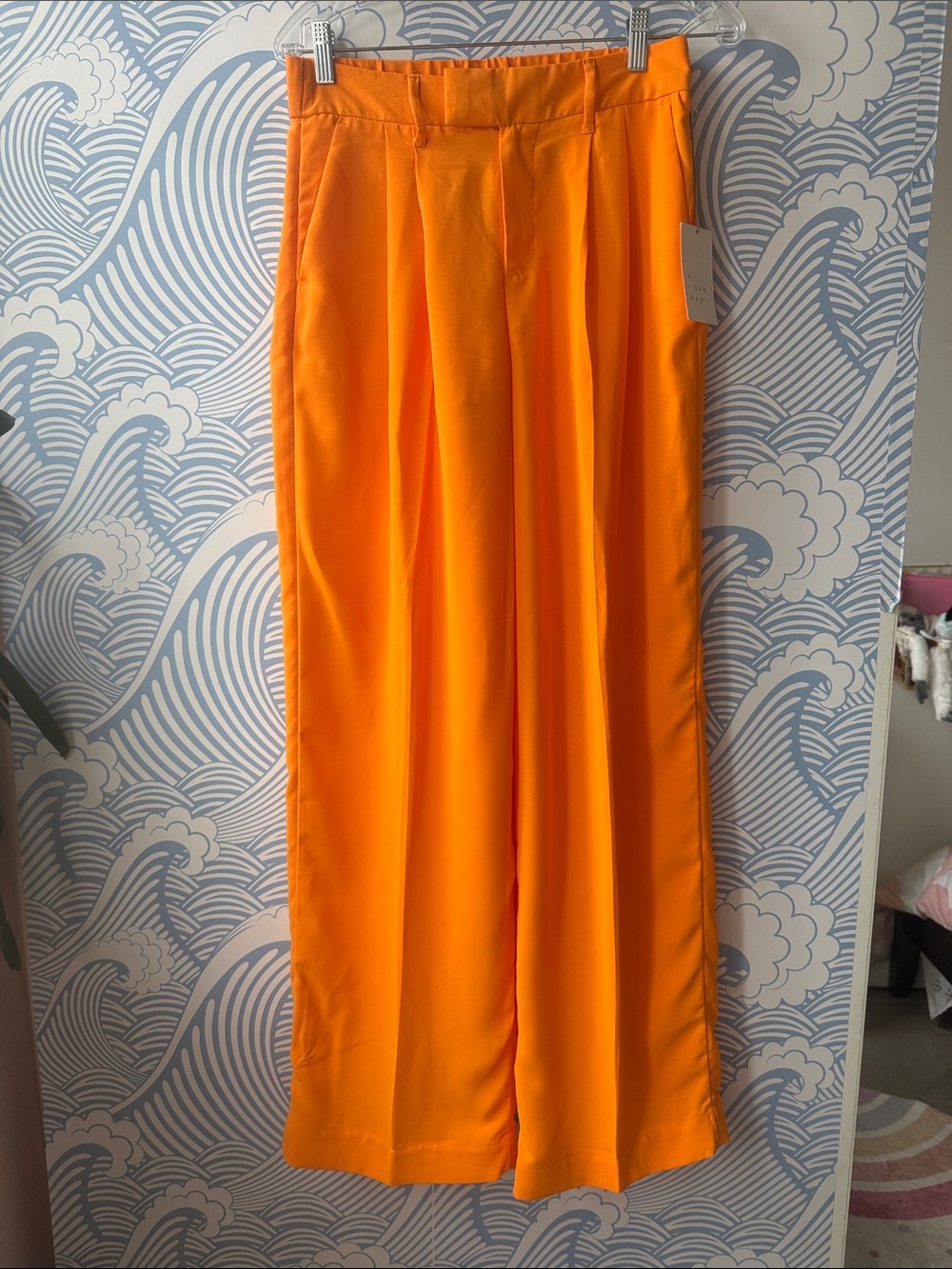 Bright Orange Wide-Leg Trousers